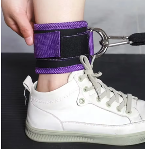 Correas de tobillo moradas para gimnasio, correas de tobillo de neopreno para fitness con velcro para ajustes fáciles, ideales para curl y extensión de piernas con cable. - Product Image 5