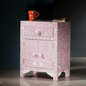 Mesa Consola con Incrustaciones de Hueso, Estilo Tradicional, para Dormitorio, Consola Geométrica para Entrada - Product Image 1