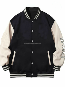 Veste de baseball universitaire vintage d'hiver sur mesure OEM pour hommes avec manches en cuir et corps en laine - Product Image 4