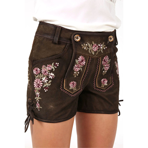 Shorts en cuir pour femmes, durables, style festival, trachten, en cuir souple vintage. - Product Image 3