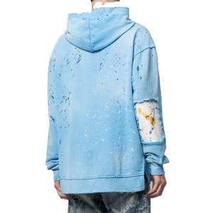 Streetwear en coton, sweat à capuche respirant vieilli, sweat confortable et personnalisé pour hommes, sweat à capuche vieilli à fermeture éclair lourde pour hommes, vente en gros - Product Image 2