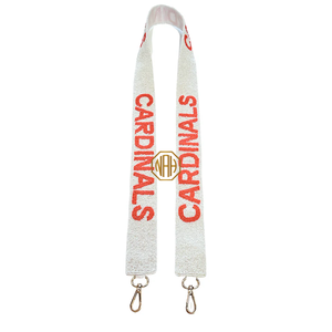 สายกระเป๋าปักลูกปัดสีขาวแดงลายคาร์ดินัล พร้อมหูหิ้วกระเป๋าประดับลูกปัดเม็ดเล็ก ฮาร์ดแวร์สีทอง ขายส่ง/OEM - Product Image 5