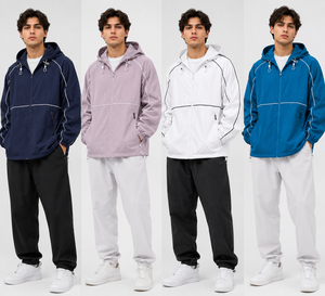 Veste de printemps légère imperméable et coupe-vent pour homme, avec capuche, fermeture éclair frontale, impression délavée du logo, décontractée et idéale pour l'extérieur - Product Image 5