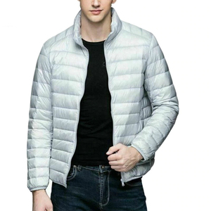 2025 Factory Sale Men's Lightweight 90% Jacket Solid Color Hooded Puffer Parka <b>Coat</b> Stand Front High Quality Canvas New Arrival - Product Image 2