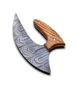 Cuchillo Ulu Tradicional Inuit Estilo Alaska de Acero de Damasco Hecho a Mano, Hoja en Forma de Media Luna, Mango de Madera de Olivo, Afilado como una Navaja, Bajo MOQ, Venta al por Mayor - Product Image 1