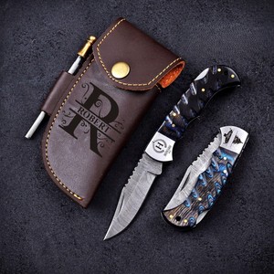 UA Supplies DIY Grade Handmade Carbon Steel Camping Folding Utility Knife Clip Point Blade Wood Handle Straight Edge 6.5 - Product Image 1