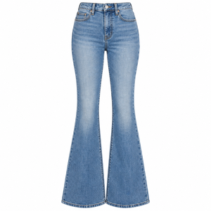 Jeans pour femmes à prix abordable, respirants, coupe ajustée, délavés, jambe large droite, meilleure qualité, OEM - Product Image 4