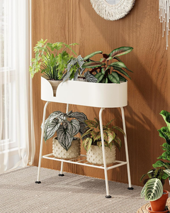 Support à plantes en métal blanc à trois niveaux, pour l'intérieur et l'extérieur, présentoir pour pots de fleurs, pour fenêtre, balcon, salon, jardin, patio et moderne - Product Image 1