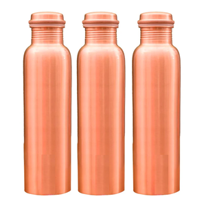 Bouteille d'eau en cuivre pour pique-nique et usage quotidien, 3 pièces, couleur naturelle, prix imbattable. - Product Image 1