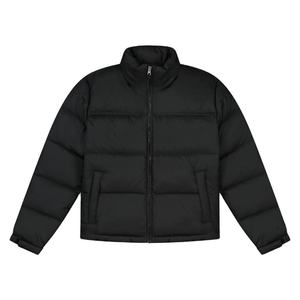 Chaqueta Acolchada Negra para Hombre, Cuello Alto, Cierre de Cremallera, Acolchado, Resistente al Viento, Ligera, Abrigo de Invierno - Product Image 1