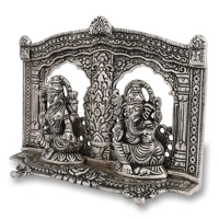 Pièce maîtresse artisanale en métal doré antique Laxmi Ganesh pour la décoration intérieure Article cadeau pour la décoration intérieure
