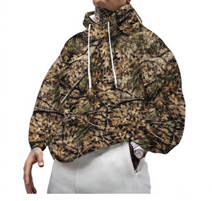 Sweat-shirt à capuche camouflage pour homme, tricoté en polyester respirant, coupe oversize, style décontracté automne, coupe régulière, avec poches - Product Image 1