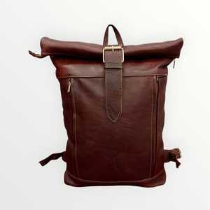 Multi Purpose Leather <b>Roll</b> Top <b>Backpack</b> Convertible Rucksack To Tote Bag Versatile Leather Travel Bag LRTB-0153 - Product Image 2