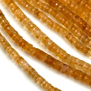Cuentas facetadas de citrino natural tipo neumático de 5 mm, cuentas Heishi de citrino genuino en forma de rueda, hilo de cuentas de piedras preciosas de 16 pulgadas para joyería. - Product Image 4