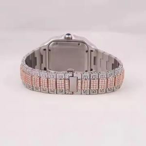 Montre mécanique de luxe en diamant Moissanite VVS pour homme, entièrement blanche, personnalisable, style Hip Hop avec mouvement à quartz - Product Image 4