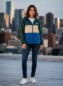 Custom <b>Men</b> Women Waterproof Hooded Windbreaker <b>Jacket</b> Color Block Green Beige Blue <b>Lightweight</b> Outdoor Streetwear <b>Rain</b> Coat Wind - Product Image 5
