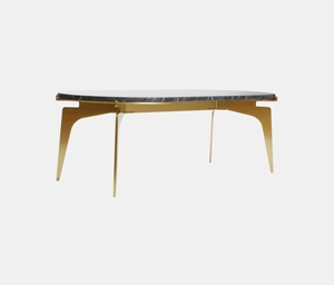 Mesa de centro de diseño único en latón y vidrio, mesa de centro geométrica de lujo, mesa de cóctel contemporánea con marco de latón - Product Image 3