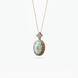 Collier en opale, pendentif en cristal de guérison, chaîne minimaliste en platine, bijoux spirituels de luxe en pierres précieuses, cadeau de fiançailles pour femmes - Product Image 5