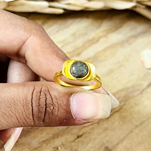 Modern Style Boho Gemstone <b>Ring</b> Vintage Brass <b>Rings</b> Women 18k Gold Plated <b>Dainty</b> Geometric Crystal Solitaire Wholesale/OEM/ODM - Product Image 5