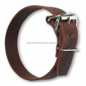 Wholesale Customized Handmade High Quality Leather <b>Dog</b> Collar & <b>Dog</b> <b>Leash</b> Brown Leather <b>Dog</b> Pet Collar Made in India - Product Image 1