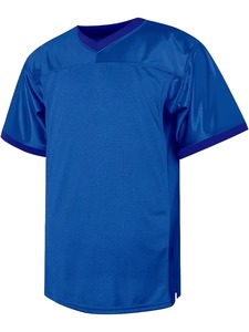 Chemises amples personnalisées en maille respirante à col en V, coupe oversize, bleues, anti-humidité, avec empiècements en maille noire - Product Image 4
