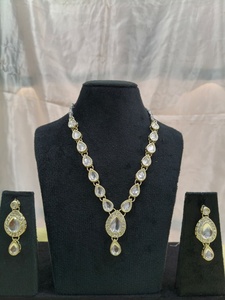 Indian Gold Plated Alloy Women's Trendy Lock Design Artificial Kundan Insert Necklace <b>Set</b> Party Anniversary Jewelry - Product Image 2