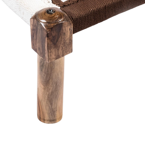 Tabouret Charpai en bois artisanal, petit siège tressé, ottoman indien traditionnel, repose-pieds, décoration rustique pour la maison, meubles en gros - Product Image 2