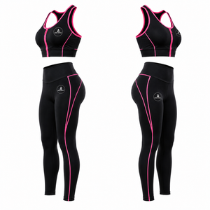 Ensemble de sport pour femmes avec soutien-gorge de sport à fermeture éclair et leggings taille haute pour la course et le fitness - Product Image 2