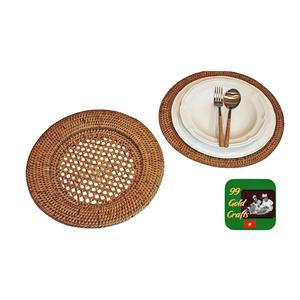 FACTORY : Sets de table ronds/rectangulaires en rotin blanc / Assiettes de présentation en rotin 100 % tressées à la main - Product Image 5