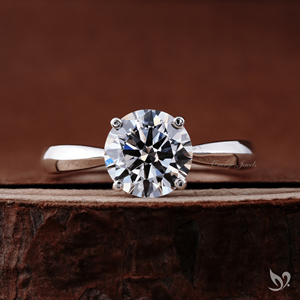 2 carat round lab grown diamond solitaire <b>ring</b> pinched shank setting <b>crafted</b> in 10K white gold bold engagement <b>ring</b> - Product Image 1