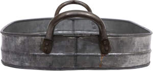 Plateau en métal galvanisé ovale moderne avec techniques artisanales Plateaux décoratifs avec poignées - Product Image 5