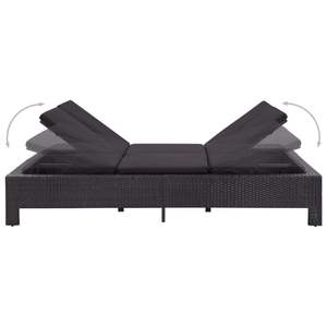 Chaise longue en rotin PE noir de 78,7 po x 21,7 po x 2,4 po avec coussins - Product Image 5