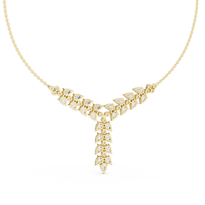 Pear Cut Lab Grown Diamond Drop Necklace 14K 18K <b>Solid</b> <b>Gold</b> Round Cluster Bridal Wedding <b>Pendant</b> Necklace for Women Fine Jewelry - Product Image 5