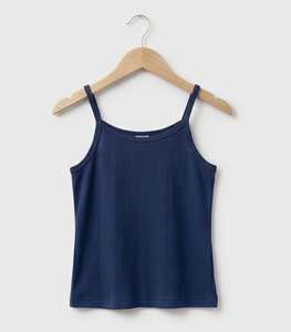 <b>Women's</b> <b>Navy</b> <b>Blue</b> Ribbed Knitted Tank <b>Top</b> O-Neck Solid Color Minimalist Style Casual Wear - Product Image 4