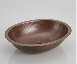 Elegante Fregadero de Cobre Martillado Hecho a Mano, Redondo, de un Solo Tazón, para Instalar Sobre Encimera, Acabado Mate Rústico, para Cocina - Product Image 1