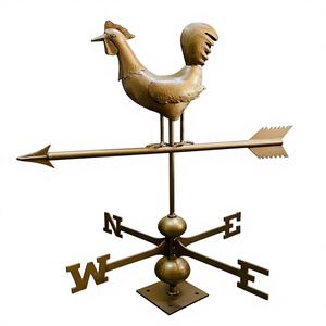 Aiguille d'vent en cuivre et laiton avec motif de coq pour la détection de la direction du vent - Product Image 1