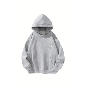 Sweat à capuche pour homme de haute qualité, surdimensionné, durable, prix abordable, en molleton polyester/coton 420 grammes, logo gaufré, poche avant - Product Image 1