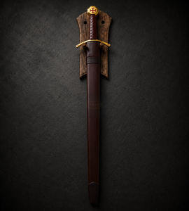 Espada Templaria Medieval Vikinga con Mango Marrón y Funda, Estilo Dark Hammer Art - Product Image 3