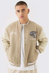 Veste universitaire personnalisée en cuir véritable pour homme, style football, coupe-vent, tissu en laine, streetwear - Product Image 4