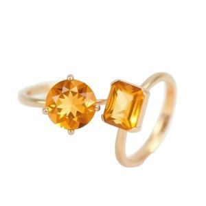 Anillo de diamante amarillo cuadrado clásico para mujer Estilo vintage Anillo de piedras preciosas de plata esterlina S925 chapado en oro de 18 quilates - Product Image 1