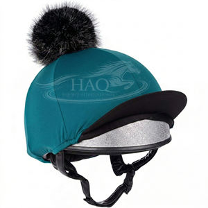 Ropa Ecuestre de Lujo, Funda para Casco de Equitación de Invierno, Pelo Sintético, Pompones, Elástica, Gorro de Competición, Seda - Product Image 2