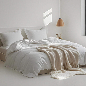 Parure de lit en lin rose uni imperméable, respirante, 100 % pur lin français, directement de l'usine, pour la maison et l'hôtellerie - Product Image 1