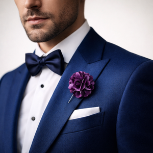 Épinglette de luxe en émail à motif floral pour hommes |   Broche boutonnière en métal faite à la main |   Épingle de blazer de cérémonie pour marié, couleurs personnalisables - Product Image 3