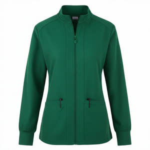 Blouse de travail zippée pour femmes, coupe ajustée extensible, manches longues, col rond, pour cliniques dentaires et infirmières, vente en gros OEM - Product Image 5