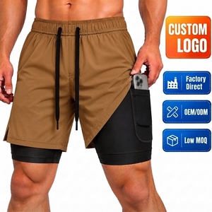 Factory Direct Custom Logo Men's 2 in 1 Sports <b>Shorts</b> Low MOQ Wholesale Athletic Running <b>Shorts</b> <b>with</b> <b>Phone</b> <b>Pocket</b> - Product Image 1