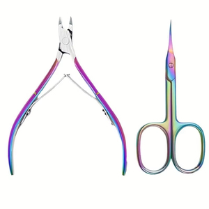 Ensemble de 2 outils professionnels pour le soin des ongles en acier inoxydable couleur titane, ensemble de manucure et de pédicure arc-en-ciel pour adultes - Product Image 2