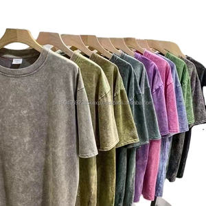 Factory Streetwear 230gsm de gran tamaño en blanco Vintage camiseta hombres personalizado 100% algodón lavado ácido camisetas - Product Image 1