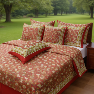 Golden World Rajwada Luxe Cotton 3-Piece Bed <b>Sheet</b> Set Super King Size Solid Pattern Includes <b>Fitted</b> <b>Flat</b> for Home Hotel Bedding - Product Image 2