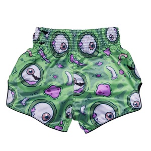 Shorts de Muay Thai pour hommes, imprimé œil de monstre vert, coupe régulière, respirant, polyester, shorts d'entraînement MMA, taille adulte, entraînement de Muay Thai - Product Image 2