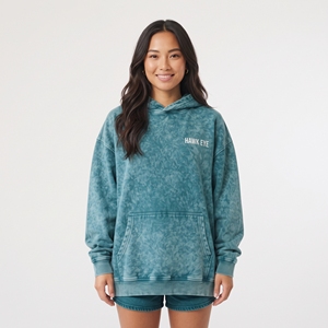 <b>Women</b> Oversized Hooded Sweatshirt <b>Blue</b> Washed Fleece With Pocket Print Vintage acid wash <b>hoodie</b> Oversized drop shoulder. - Product Image 6
